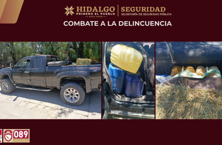 Aseguran mil 200 litros de huachicol en Ixmiquilpan